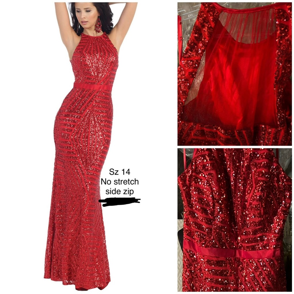 Glamorous Art Deco Red Sequin Gown NWT